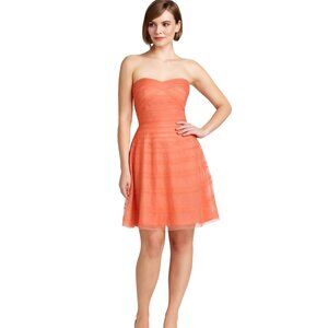 Vintage Donna Morgan Coral Strapless Chiffon Fit & Flare Party Dress Size S